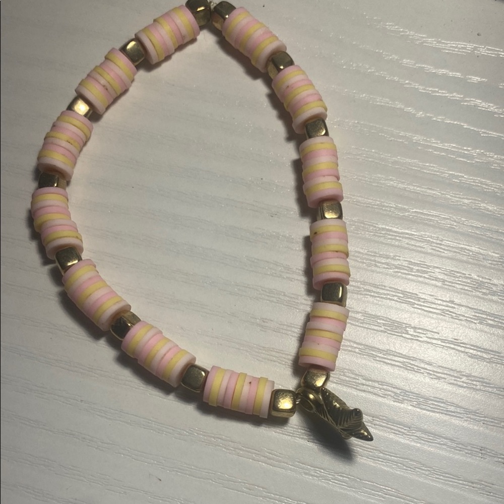 Pink and Gold Beaded Bracelet
